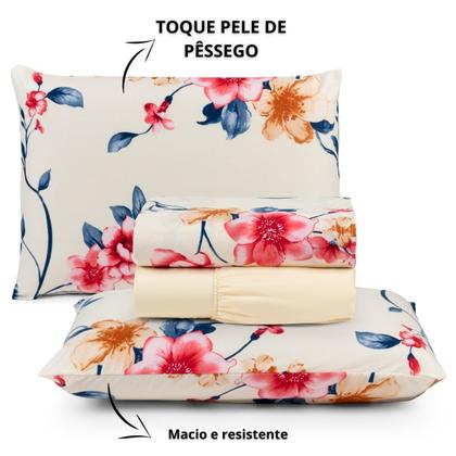 Imagem de Jogo de Lençol Queen 200 Fios Estampado 04 Peças Felicità