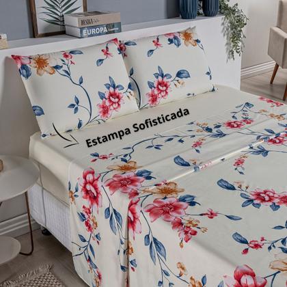 Imagem de Jogo de Lençol Queen 200 Fios Estampado 04 Peças Felicità