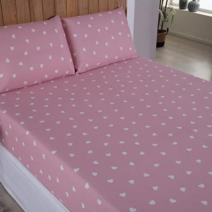 Imagem de Jogo De Lençol Queen 3 Peças 100% Algodão ponto palito com elastico na volta toda