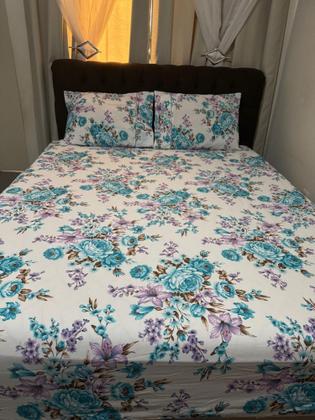 Imagem de Jogo De Lençol Queen 3 Peças 100% Algodão ponto palito com elastico na volta toda