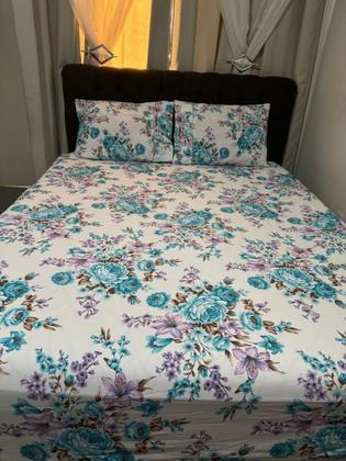 Imagem de Jogo De Lençol Queen 3 Peças 100% Algodão ponto palito com elastico na volta toda