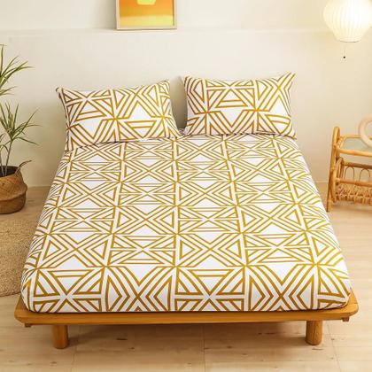 Imagem de Jogo de Lençol Queen 4 Peças com Elástico 1,98m x1,58m x 0,3m de Altura Estampas Sortidas