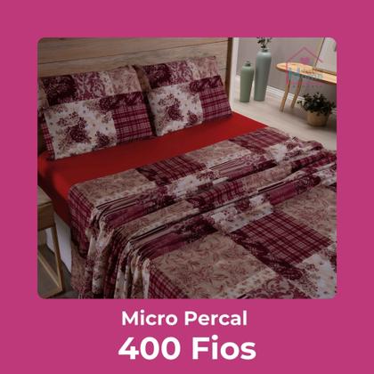 Imagem de Jogo de lençol queen 4 peças estampado micropercal 400 fios macio