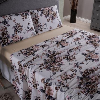 Imagem de Jogo de lençol queen 4 peças estampado micropercal 400 fios macio