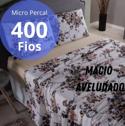 Imagem de Jogo de lençol queen 4 peças estampado micropercal 400 fios macio