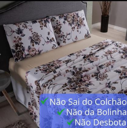 Imagem de Jogo de lençol queen 4 peças estampado micropercal 400 fios macio