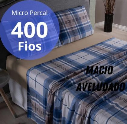 Imagem de Jogo de lençol queen 4 peças estampado micropercal 400 fios macio