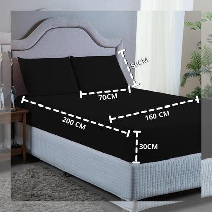 Imagem de Jogo de Lençol Queen 400 Fios 3 Peças Toque Macio Aveludo 100% Micropercal