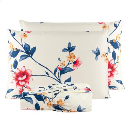 Imagem de Jogo de Lençol Queen com Elástico Estampado Percal 200 Fios 03 Peças Felicità