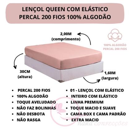 Imagem de Jogo de Lençol Queen ESPLENDORE 100% Algodão Percal 200 Fios 03 Peças Tecido Grosso Toque Macio