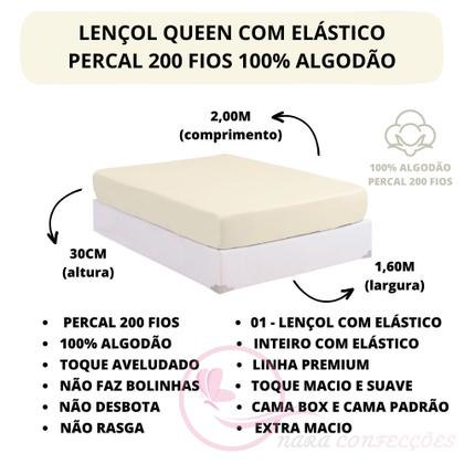 Imagem de Jogo de Lençol Queen ESPLENDORE 100% Algodão Percal 200 Fios 03 Peças Tecido Grosso Toque Macio