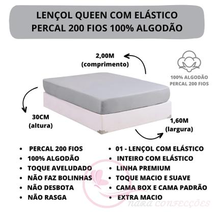 Imagem de Jogo de Lençol Queen ESPLENDORE 100% Algodão Percal 200 Fios 04 Peças Tecido Grosso Toque Macio