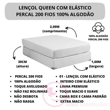 Imagem de Jogo de Lençol Queen ESPLENDORE 100% Algodão Percal 200 Fios 04 Peças Tecido Grosso Toque Macio