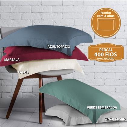 Imagem de Jogo de Lençol Solteirão 3 Peças Fronha Abas e Cima Bainha Percal Flex 400 Fios Toque Macio