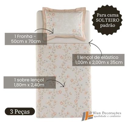 Imagem de Jogo de Lençol Solteiro 100% Algodão Percal 200 Fios Amber 3 Peças Karsten