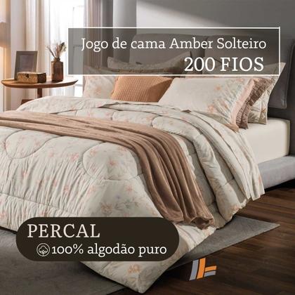 Imagem de Jogo de Lençol Solteiro 100% Algodão Percal 200 Fios Amber 3 Peças Karsten
