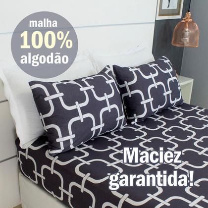 Imagem de Jogo de Lençol Solteiro 2 Peças Estampado COZZILAR - Malha 100% Algodão, Toque Suave e Conforto Essencial