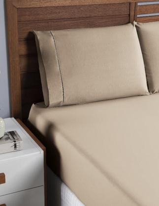 Imagem de Jogo De Lençol Solteiro Cama Box 2 Peças Percal 400 Fios Ponto Palito Com Elástico Toque Aveludado