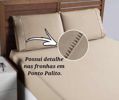 Imagem de Jogo De Lençol Solteiro Cama Box 2 Peças Percal 400 Fios Ponto Palito Com Elástico Toque Aveludado