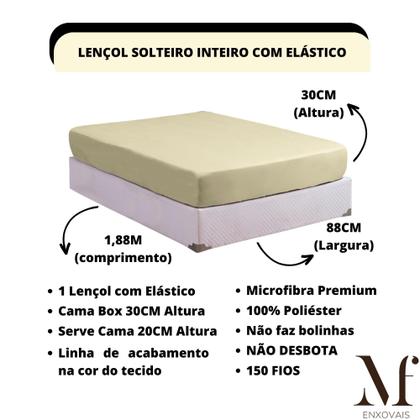Imagem de Jogo de Lençol Solteiro com Elástico Microfibra Premium 02 Peças Jogo de Cama Box 30CM Altura