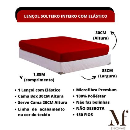 Imagem de Jogo de Lençol Solteiro com Elástico Microfibra Premium 02 Peças Jogo de Cama Box 30CM Altura