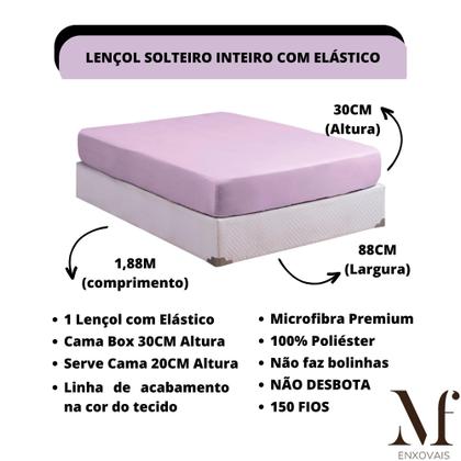 Imagem de Jogo de Lençol Solteiro com Elástico Microfibra Premium 02 Peças Jogo de Cama Box 30CM Altura