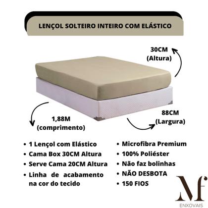 Imagem de Jogo de Lençol Solteiro com Elástico Microfibra Premium 03 Peças Jogo de Cama Box 30CM Altura
