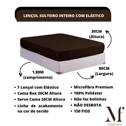 Imagem de Jogo de Lençol Solteiro com Elástico Microfibra Premium 03 Peças Jogo de Cama Box 30CM Altura