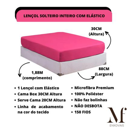 Imagem de Jogo de Lençol Solteiro com Elástico Microfibra Premium 03 Peças Jogo de Cama Box 30CM Altura