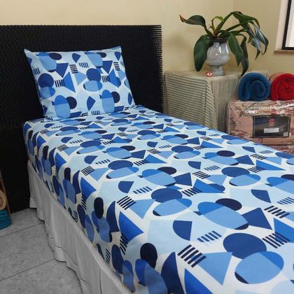 Imagem de Jogo De Lençol Solteiro Elástico Algodão Pol Estampado Cama Box 2 Peças