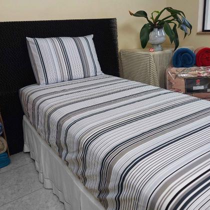 Imagem de Jogo De Lençol Solteiro Elástico Algodão Pol Estampado Cama Box 2 Peças