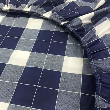 Imagem de Jogo De Lençol Solteiro Elástico Algodão Pol Xadrez Listrado 2 Peças