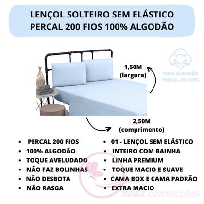 Imagem de Jogo de Lençol Solteiro ESPLENDORE 100% Algodão Percal 200 Fios 03 Peças Tecido Grosso Toque Macio