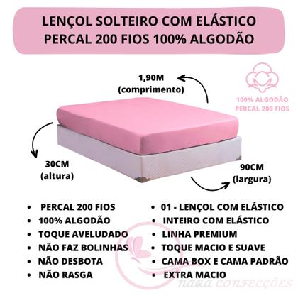Imagem de Jogo de Lençol Solteiro ESPLENDORE 100% Algodão Percal 200 Fios 03 Peças Tecido Grosso Toque Macio