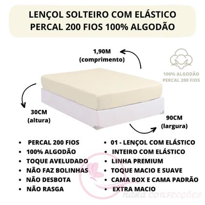 Imagem de Jogo de Lençol Solteiro ESPLENDORE 100% Algodão Percal 200 Fios 03 Peças Tecido Grosso Toque Macio