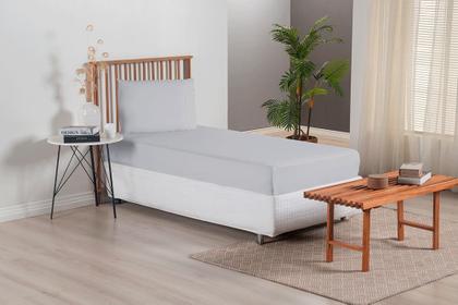 Imagem de Jogo de Lençol Versatile Ponto Palito Simples 2 Peças Solteiro Micropercal 100% Poliéster - Cinza 