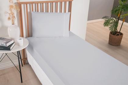 Imagem de Jogo de Lençol Versatile Ponto Palito Simples 2 Peças Solteiro Micropercal 100% Poliéster - Cinza 