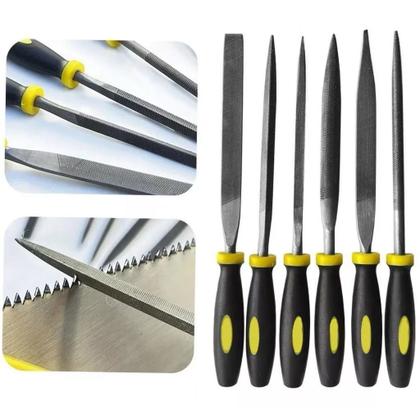 Imagem de Jogo De Limas Agulha 6 Peças Com Cabo Emborrachado Profissional Bomvink