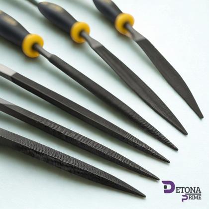 Imagem de Jogo De Limas Agulha 6 Peças Com Cabo Emborrachado Profissional Bomvink