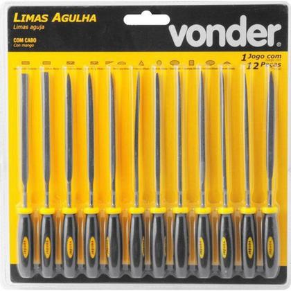 Imagem de Jogo de Limas Agulha com Cabo pra Ourives Mecânica Kit C/12 - Vonder