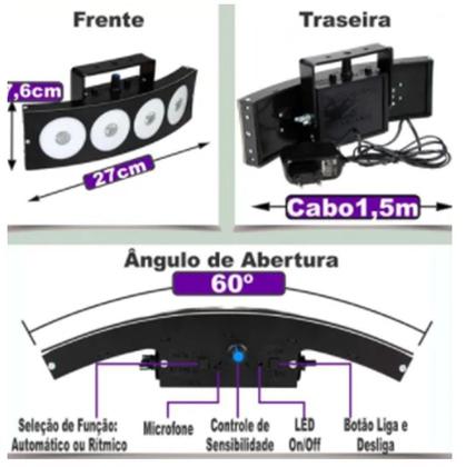 Imagem de Jogo De Luz Para Festa Deltrônica Com 4 Canhões Led