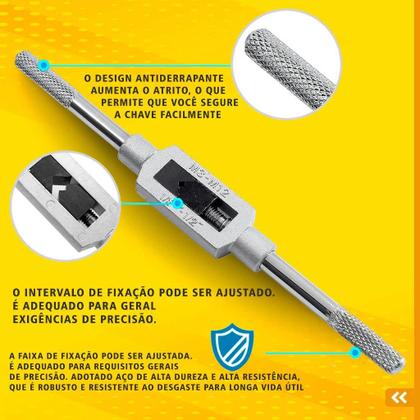 Imagem de Jogo de Macho 8 Peças Com Vira Macho Profissional M3 a M12 Para Fazer Rosca Kit Completo