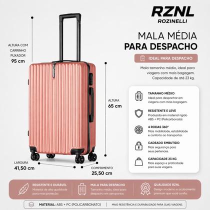 Imagem de Jogo de Malas de Viagem de Bordo PP e Média ABS Policarbonato com 4 Rodas giro 360 RZNL Cor:Preta