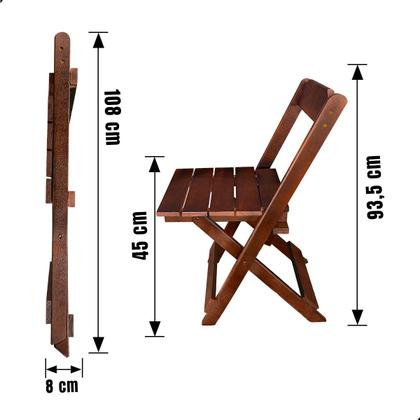 Imagem de Jogo De Mesa Dobrável 70x70 com 4 Cadeiras Madeira Maciça Bar
