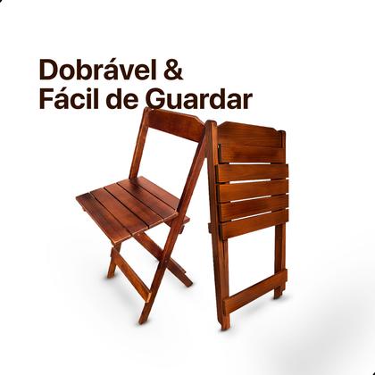 Imagem de Jogo De Mesa Dobrável 70x70 com 4 Cadeiras Madeira Maciça Bar