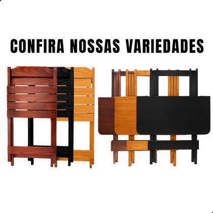 Imagem de Jogo De Mesa Dobrável 70x70 com 4 Cadeiras Madeira Maciça Bar