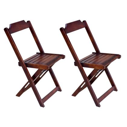 Imagem de Jogo de Mesa Dobravel com 2 Cadeiras de Madeira 70x70 Pratica - Imbuia
