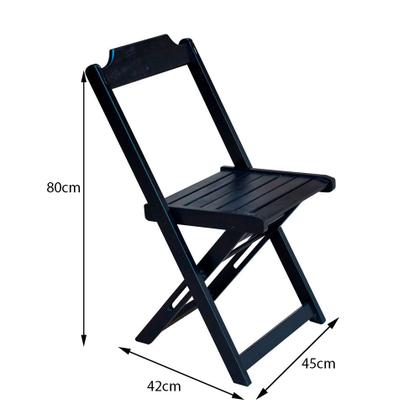 Imagem de Jogo de Mesa Dobravel com 2 Cadeiras de Madeira 70x70 Pratica - Preto