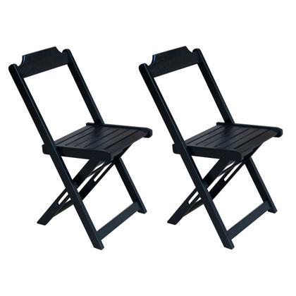 Imagem de Jogo de Mesa Dobravel com 2 Cadeiras de Madeira 70x70 Pratica - Preto