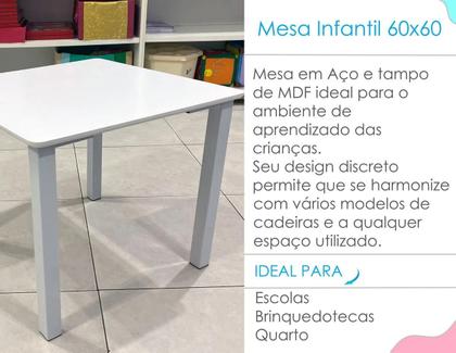 Imagem de Jogo de Mesa Infantil Com 2 Cadeiras Escolar Creche Atividades Branco